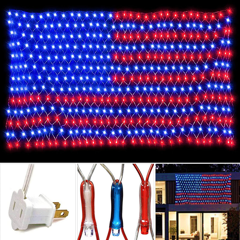 The Holiday Aisle® 420LED American Flag String Lights Led Flag Net